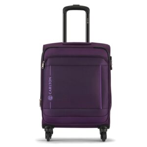 Carlton-DOVER55PU-55cm-Cooper-4-Wheel-Spinner-Soft-Top-Cabin-Size-Trolley-Purple