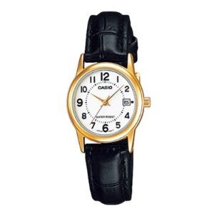Casio-LTP-V002GL-7BUD-Women-s-Watch-Analog-White-Dial-Black-Leather-Band