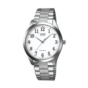 Casio-MTP-1274D-7BDF-Men-s-Watch-Analog-White-Dial-Silver-Stainless-Band