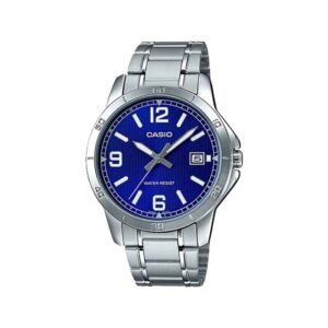 Casio-MTP-V004D-2BUDF-Men-s-Watch-Analog-Blue-Dial-Silver-Stainless-Band