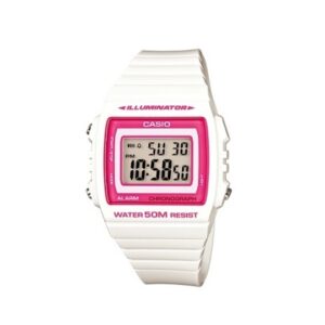 Casio-W-215H-7A2VDF-Mens-Watch-Digital-Pink-Dial-White-Resin-Band