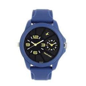 Fastrack-38042PP03-Mens-Analog-Dual-Time-Watch-Black-Dial-Blue-Rubber-Strap