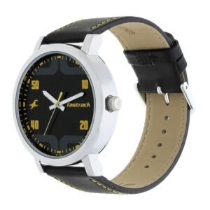 Fastrack-38052SL05-Mens-Analog-Watch-Black-Dial-Black-Leather-Strap