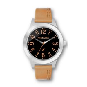 Fastrack-6152SL03-WoMens-Analog-Watch-Black-Dial-Brown-Leather-Strap