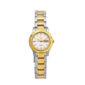 Seiko-SYMD90K-WoMens-Mechanical-Watch-Analog-White-Dial-Silver-Gold-Stainless-Band