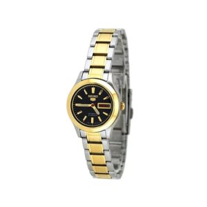 Seiko-SYMD94K-WoMens-Mechanical-Watch-Analog-Black-Dial-Silver-Gold-Stainless-Band