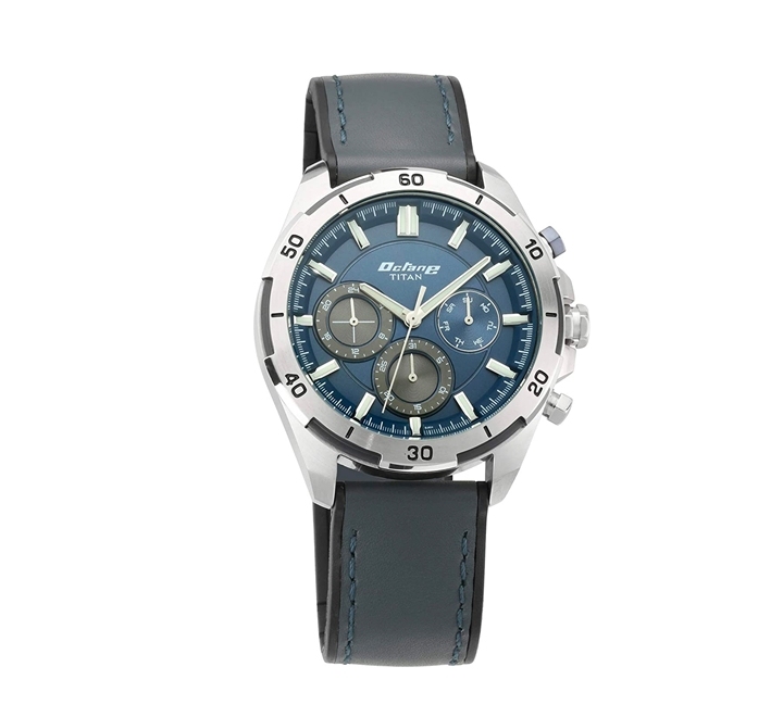 Titan octane blue 2024 dial leather strap