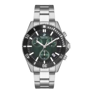 Beverly-Hills-Polo-Club-BP3276X-370-Mens-Analog-Watch-Dark-Green-Dial-Silver-Stainless-Steel-Band