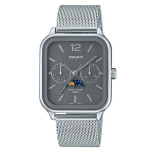 Casio-MTP-M305M-8AVDF-Grey-Multi-Dial-Moon-phase-Men-s-Watch-Stainless-Steel-Mesh-Band