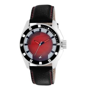 Fastrack-3089SL10-Mens-Analog-Watch-Red-Dial-Black-Leather-Band