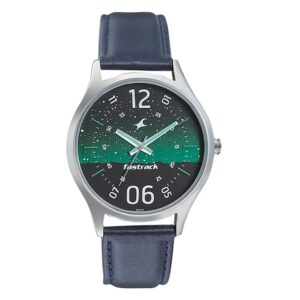 Fastrack-3184SL04-Mens-Space-Rover-Collection-Analog-Watch-Green-Dial-Blue-Leather-Band