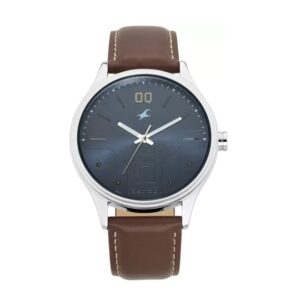 Fastrack-3247SL01-Mens-Bare-Basics-Collection-Analog-Watch-Blue-Dial-Brown-Leather-Band