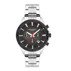 Lee-Cooper-LC07375-350-Mens-Analog-Watch-Black-Dial-Silver-Stainless-Steel-Band