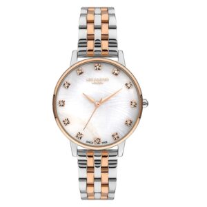 Lee-Cooper-LC07402-520-WoMens-Analog-Watch-White-Dial-Silver-Rose-Gold-Stainless-Steel-Band