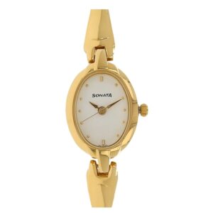 Sonata-8048YM01-WoMens-White-Dial-Golden-Metal-Strap-Watch