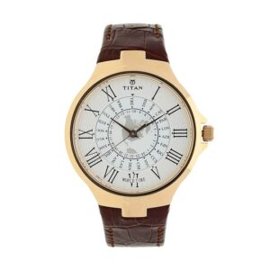 Titan-1706WL01-Men-s-WatchWhite-Dial-Brown-Leather-Strap-Watch