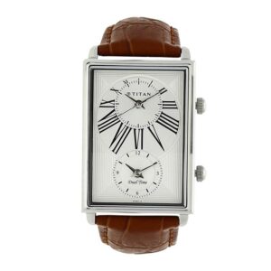 Titan-1708SL01-Men-s-WatchWhite-Dial-Brown-Leather-Strap-Watch