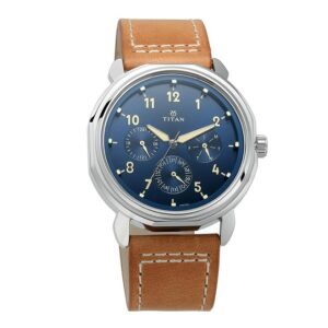 Titan-1753SL01-Men-s-WatchBlue-Dial-Brown-Leather-Strap-Watch