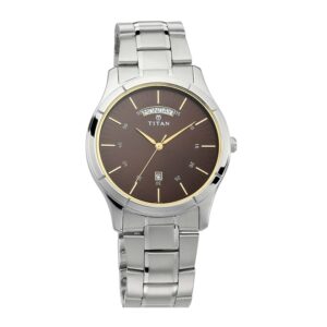 Titan-1767SM03-Men-s-WatchBrown-Dial-Silver-Stainless-Steel-Strap-Watch