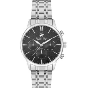 Beverly Hills Polo Club Men's watch, Black Dial, Stainless Steel Metal Strap Wrist Watch, BP3367X.350